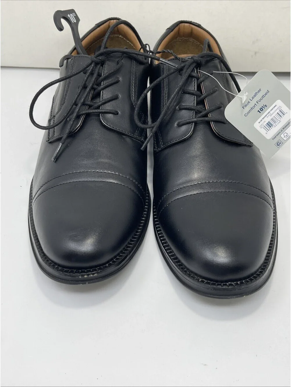 GEORGE Mens Dress Oxford Shoes Black Cap Toe Lace up Size 10.5 NWT